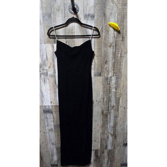 Dave & Johnny Vintage 90s Velour Beaded Sequin Butterfly Maxi Dress - Picture 1 of 6